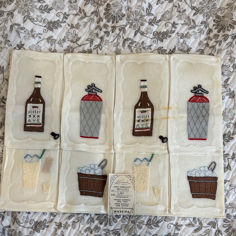 Embroidered Cocktail Napkins - Cream